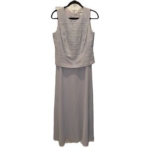 VTG Karen Miller NY Beaded Embroidered Evening gown‎ Light Blue Gray Dress Mob 8